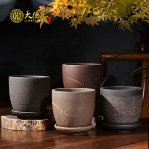 Purple Clay Flower Pot Ceramic Succulent Bonsai Stoneware Creative Meat Small Basin Personalized Asparagus Fern Basin with Tray