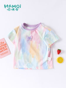 Hamqi | Summer New Short Sleeve T-shirt for Girls Fashionable Tie-dye Underwear