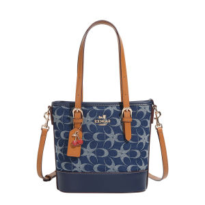 Brand womens denim hand-held bucket bag womens 2026 new fashionable and versatile shoulder bag temperament commuting crossbo