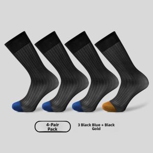 Zimue Mens Long Tube Socks Business Thin Nylon Formal Autumn Winter Black Colorful Patterned Mens Shoes Suit Socks