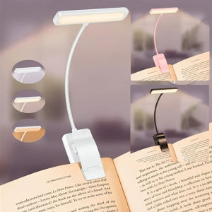 Liqi | USB Rechargeable Portable Flexible Night Reading Lamp Easy Clip 3-Color Warm Cool White Daylight Book Light