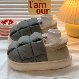 Dép Bông Lót Lông Cừu Mùa Đông Dễ Thương Cho Nữ Dép Đi Trong Nhà Chống Trượt Cho Cặp Đôi Dép Cotton Thoải Mái Cho Nam