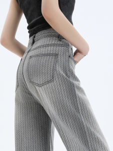 QIAOMIDUO | Quần Jeans Denim Xanh Nhạt Ôm Vừa Vặn Cho Nữ Mùa Xuân Thu Quần Ống Rộng Ôm Vừa Vặn Cạp Cao Quần Dài Thường Ngày