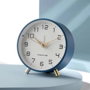 Nordic Luxury Alarm Clock Silent Student Use Frosted Metal Desk Clock Minimalist Clock