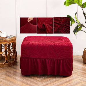 [Fast Shipping + High Quality] NEW Embossed velvet Skirt Footstool Cover Square Footstool Protection Elastic Fabric Sofa