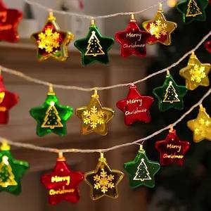 Santa Snowman Star Christmas LED String Lights Holiday Party Tree Decoration Warm Fairy Lights for Home and Festive Scene