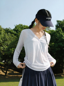 Semir | Áo Thun Form Rộng Có Dây Kéo Cổ V Chất Liệu Giống Lanh