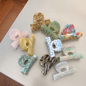 Simple Elegant Acetate Hair Claw Clips Hair Clamps Grip Colorful Medium Size Shark Clip Half Hair Women Hair Accessories