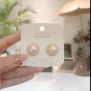 Anting Titanium Korea Perempuan Dewasa Hiasan Bulat Mutiara Pearl Aksesoris Fashion style Wanita korea ANT74 ZIORRA