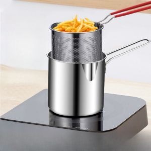 Nồi Chiên Sâu Lòng Bằng Thép Không Gỉ Có Giỏ Chiên Nồi Bếp Đa Năng Dùng Cho Gà Và Các Món Ăn Khác Chảo Nhỏ Chảo Rán