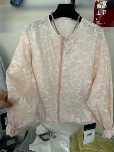 High-End European Spring Summer New Heavy Embroidery Short Womens Outerwear Sun Protection Light Weight Long Sleeve Zipper Closure