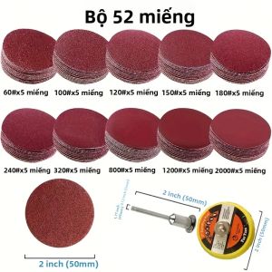 Bộ 52/102 Miếng Giấy Nhám Tấm Đánh Bóng 2 Inch 50mm 60-2000 Grit Phụ Kiện Giấy Nhám Cho Dụng Cụ Xoay