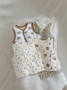 cat and fish | Boys Insulated Vest Pure Cotton Sleeveless Quilted Jacket