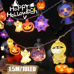 1.5m/10led halloween mới 3d nhện bí ngô web đèn dây chạy bằng pin vườn kinh dị bầu không khí đèn chùm nhà bar đồ trang trí tiệc halloween