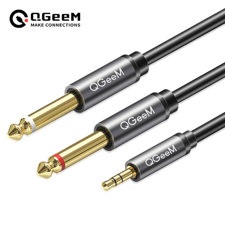 QGeeM Jack 3.5mm to 6.35mm*2 Adapter Audio Cable for Mixer Amplifier ...