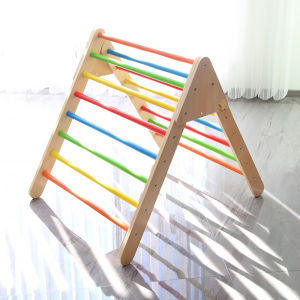 Wood Kids Triangle Climbing Frame Slide Baby Indoor Climbing Rack Physical Training Kindergarten Toy
