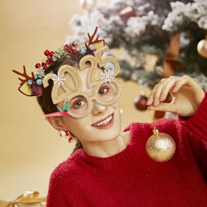 【On Sale】2025 Merry Christmas Glasses Frame Xmas Party Decoration Photo Booth Props Eyeglasses Kids Gift