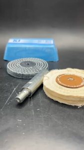 เคเจก้อนขัดเงาไขปลาวาฬชุดล้อผ้าสำหรับงานขัดเงา ลบรอย ขจัดคราบ มีตัวต่อสำหรับเครื่องเจียร ใช้ขัด/ปัดเงา ผลิตภัณฑ์ขัดและตกแต่งชิ้นงานโลหะ