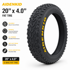 AIDENKID 20"x4.0 Foldable Fat Tire for E-Bike All-Terrain Mountain Snow Beach Bicycle Tire Puncture Resistant Wide Tire