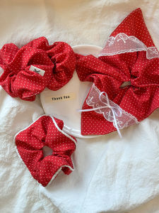 Red Polka Dot Lace Hair Ties Womens High Ponytail Accessories Atmosphere Feeling Headwear Fashionable Hair Bands Hair Ropes