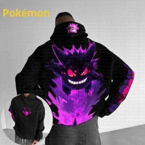 Gengar Erchuang Pokémon Anime Sơn Áo Y2K Phong Cách Harajuku Nam Nữ Thu Đông Kích Thước Lớn Áo Len Cổ Hàng Đầu