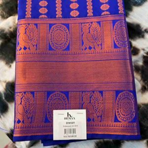 Brocade silk blue saree Ready Stock