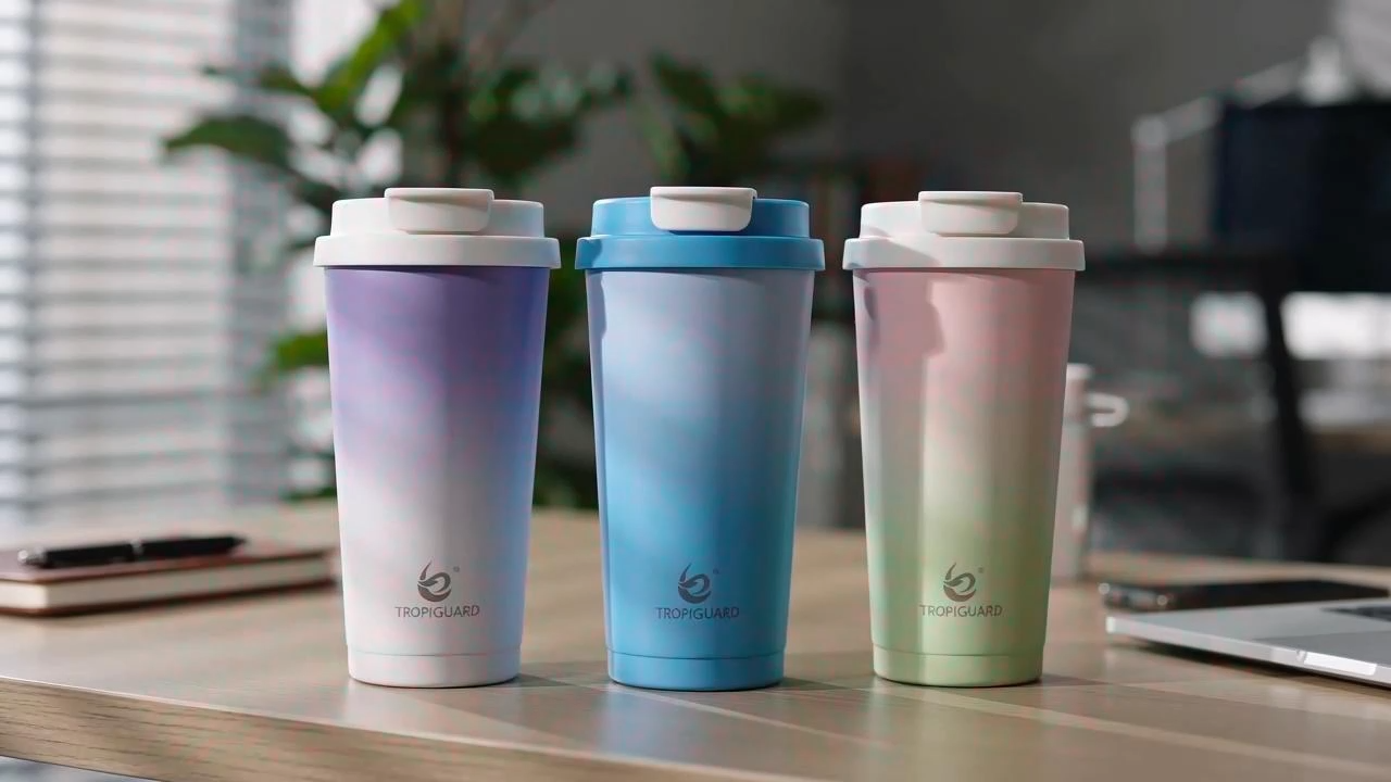 TROPICGUARD (500 ml) Modern insulated coffee cup made of 316 stainless steel for hot and cold beverages dual-purpose cup