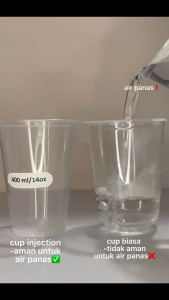 【CUP 100 PCS】Cup Injection Reusable / Gelas Plastik Datar Anti Tumpah Tebal Thinwall 14oz 400ml Isi 50pcs