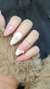 Lizzy Nail 039 | Nailbox Móng Úp Mèo Hello Kitty | Set 10 Móng Giả Press On Nails