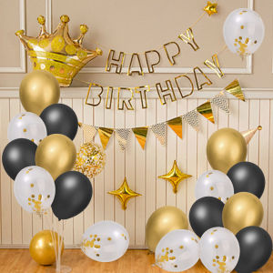 【On Sale】15Pcs เลื่อมโลหะสีดำลูกโป่งสำหรับวันเกิดการตกแต่งลูกโป่งสำหรับปาร์ตี้สำเร็จการศึกษางานแต่งงาน