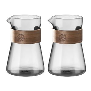 16oz Glass Coffee Carafe with Wood Heat-Resistant Layer High Borosilicate Espresso Shot Glass Coffee Decanter for Pour Over