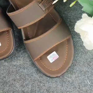 WIBI S21-01 Sandal Slide Kulit Slop Pria Dewasa Ban 2 Coklat Tua Size 39 - 43