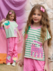 PPTOWN | Cat Pattern Striped T-Shirt