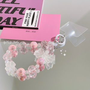 Portable Butterfly Knot Beaded Bracelet Wristband for Apple Huawei Xiaomi Oppo Vivo Mobile Phone Case Keychain Anti-Loss Anti-Fall Versatile Hanging Ornament
