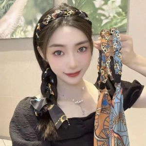 Bờm tết tóc ruy băng kiểu đan xích cho nữ đáng yêu