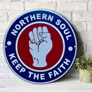 CIFbuy | Northern Soul 2D Flat Aluminum Round Metal Sign Fist Design Wall Decor for Bedroom Living Room Bar Outdoor