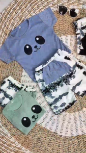 Setelan Panda 0-4 tahun Set Baju dan Celana Anak Perempuan dan Laki-Laki Gubaby