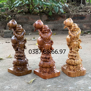 Tượng phật di lặc cưỡi nghê vác đào cao 20cm cực đẹp