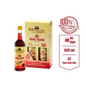 Nước mắm Phú Quốc Khải Hoàn 40 độ đạm 520ml x2 chai thủy tinh