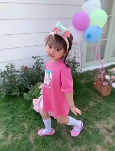 ชุดเด็กผู้หญิง ชูดเจ้าหญิง ชูดเดรสเจ้าหญิง ประดับโบว์ ลายการ์ตูนน่ารัก แฟชั่นฤดูร้อน สำหรับเด็กผู้หญิง