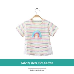 Hamqi | Cute Striped Short Sleeve T-shirt for Girls