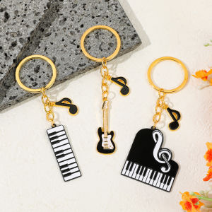 Musical Instrument Enamel Keychain Piano/Guitar/Keyboard Key Ring Music Note Charm Gift for Music Lovers Musician Accessories