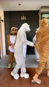 เน้นน่ารักไว้ก่อน ใช้ประโยชน์ได้มั้ยเอาไว้ที่หลัง! ชุดมาสคอต ✨ ฮิปโปน้อย น้องหมูเด้ง 🦛 สุดฮิต แฟชั่นเก๋ไก๋ สีสันสดใส ผ้านิ่มๆ ใส่สบาย (**ไซส์ผู้ใหญ่**)