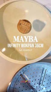 MAYBA INFINITY PANCI WOK JUMBO 36CM Wajan set Anti lengket glowing granite TUTUP KACA SIL SILIKON Steamer stainless steel berkualitas tinggi