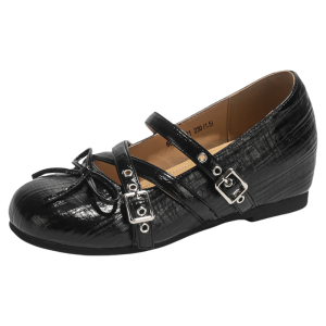 Josiny | Mary Jane Style Heeled Flats 2.54 in Increased Height
