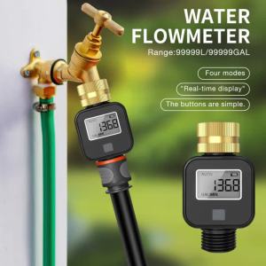 Brass Inlet Water Flow Meter High Accuracy Water Consumption Flow Rate Measure 3/4" Inch Thread Garden Hose Watering Sprinkler
