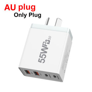 55W EU/US/UK/AU Plug Type-C PD20W Fast Charge Block For Phone Adapter Portable Wall Charger and Universal USB Charger 3.1A