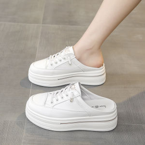 Height Increasing Thick Sole Slip Ons White