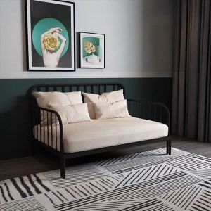 100% Metal Iron Single/Full/Queen Sofa Bed Frame Daybed Living Room Couch Bed With Guardrail Crib Bed Without Foam