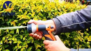 ZC&BF 4 หูนน้ำสายยางสีฟ้า + ชุดหัวฉีดน้ำแรงดันสูง รดน้ำสวน, ล้างรถ ทำความสะอาด